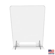 Load image into Gallery viewer, Protective Sneeze Guard – 24W by 30”H - Clear Acrylic Plexiglass Shield for Counter, Reception Desk, Transaction Window – Barrier Protects Employees, Workers, Customers – 3&quot;x12&quot; Pass Thru Opening
