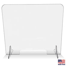 Load image into Gallery viewer, Protective Sneeze Guard – 30”W by 30”H - Clear Acrylic Plexiglass Shield for Counter, Reception Desk, Transaction Window – Barrier Protects Employees, Workers, Customers – 3&quot;x15&quot; Pass Thru Opening
