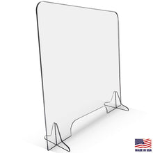 Load image into Gallery viewer, Protective Sneeze Guard – 30”W by 30”H - Clear Acrylic Plexiglass Shield for Counter, Reception Desk, Transaction Window – Barrier Protects Employees, Workers, Customers – 3&quot;x15&quot; Pass Thru Opening
