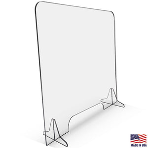 Protective Sneeze Guard – 30”W by 30”H - Clear Acrylic Plexiglass Shield for Counter, Reception Desk, Transaction Window – Barrier Protects Employees, Workers, Customers – 3"x15" Pass Thru Opening